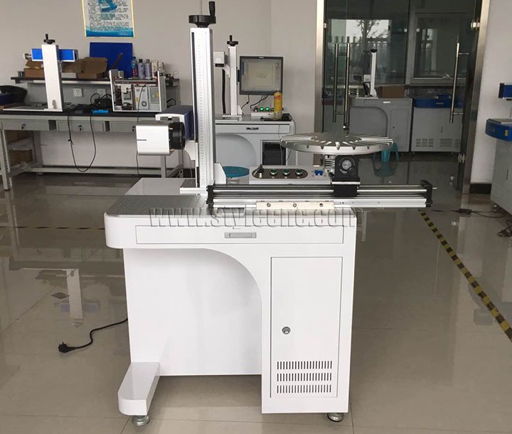 桌面 STJ-20FM 帶旋轉工作臺的光纖激光打標機