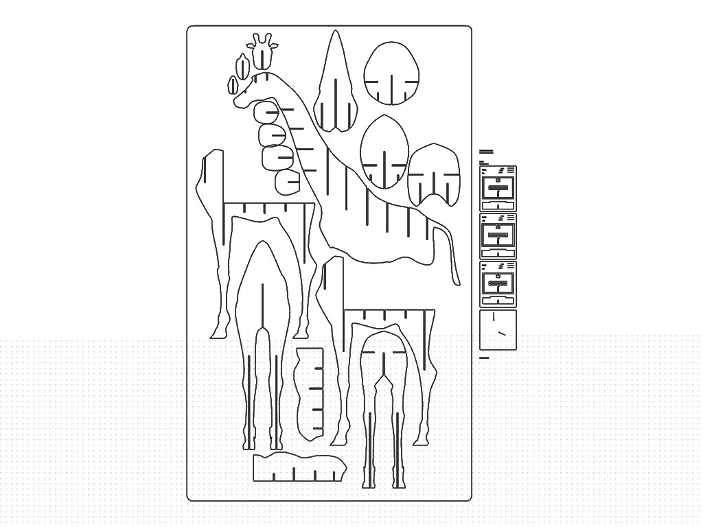 長頸鹿書柜的嵌套數(shù)控雕刻機 PLT 文件